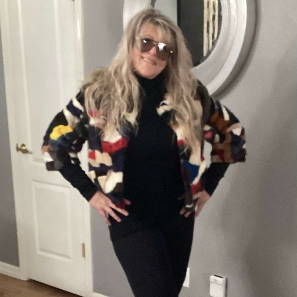 Sale!!! Great Multi Colored Mink w 3/4 Sleeve - size L - Great Gift Idea!